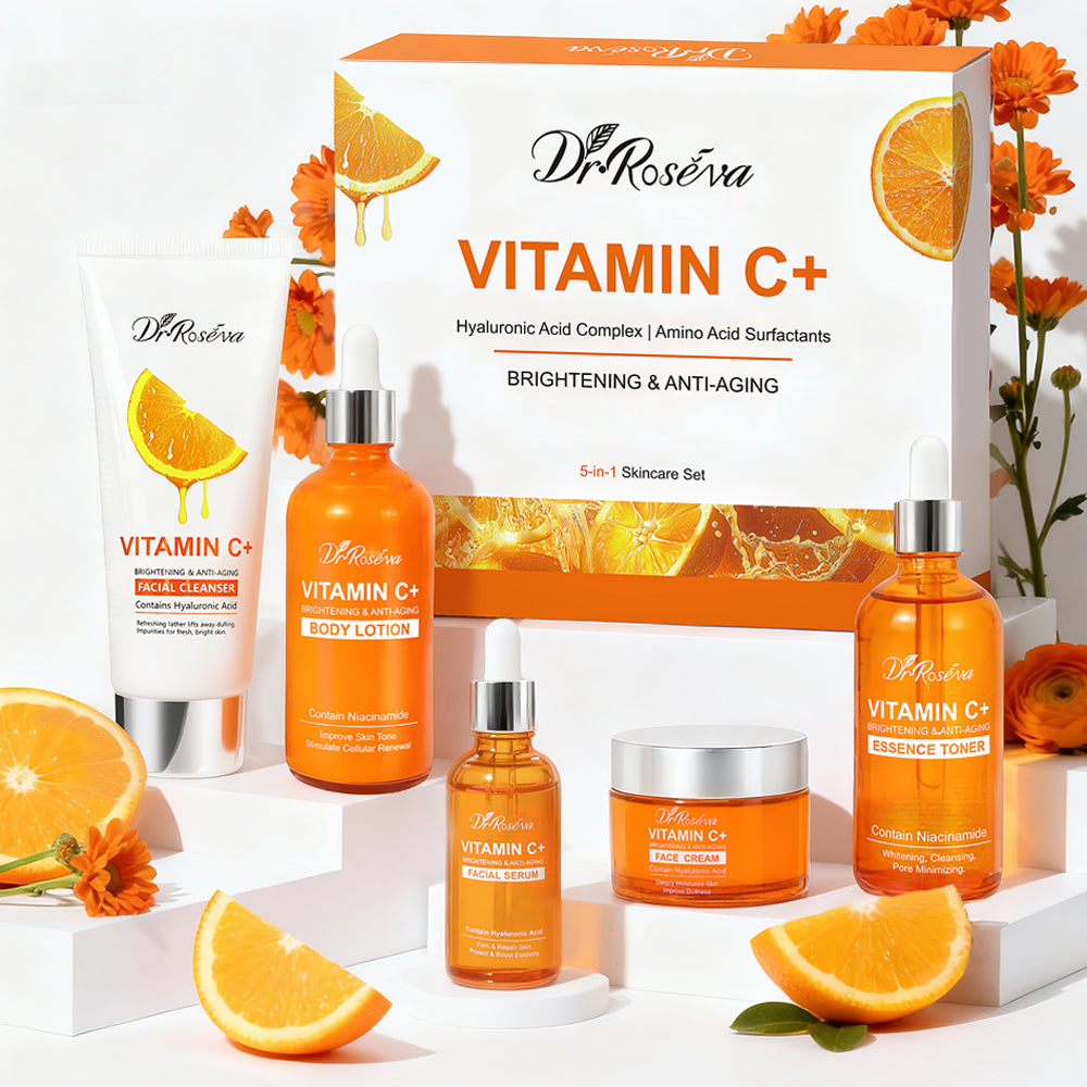 ✨ Kit Routine Complète Dr. ROSEVA – 5 Pièces Anti-Âge Bio à la Vitamine C ✨